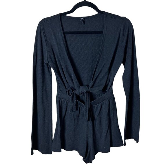 URBAN OUTFITTERS Out From Under Ribbed Knit Tie Front Romper Onesie Size XS - Picture 1 of 8